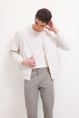 Slim Fit Bomber Mont Ceket Dar Kesim Kolej Yaka Fermuarl? Cift Cepli Mevsimlik Hafif