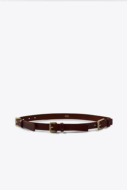 LEATHER MULTI-POSITION BUCKLE BELT - Zara фото 3