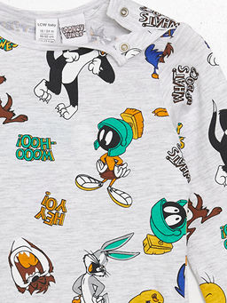 Bisiklet Yaka Uzun Kollu Bugs Bunny Bask?l? Erkek Bebek Ti??rt - Waikiki фото 2