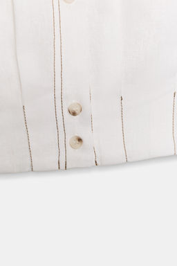 TOP PESPUNTES CON LINO / Blanco