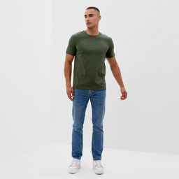 Футболка мужская MINAKU Map, хаки, р-р 48