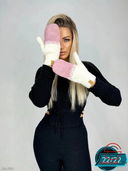 Женские теплые варежки с мехом