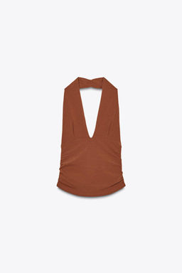 GATHERED HALTERNECK TOP - Zara фото 18