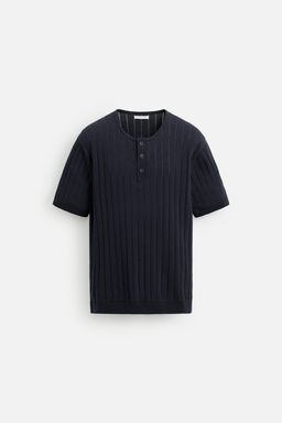BUTTON-NECK KNIT T-SHIRT - Zara фото 7