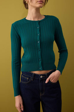 Koyu Yesil 2li Basic Triko H?rka-Bluz Tak?m TWOAW26HI00213