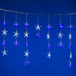ULD-E5505-196/DTK WHITE-BLUE IP20 STARS-1 Занавес светодиодный фигурный Звёздочки-1, 5,5х 0,5м. 56 подвесов. 196 светодиодов. Белый и синий свет. Провод прозрачный. TM Uniel.