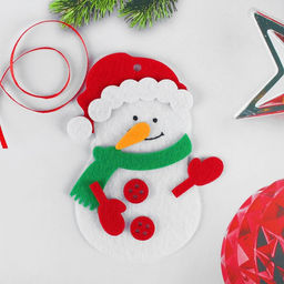 Ёлочная игрушка из фетра Весёлый снеговик, своими руками