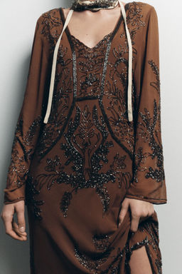 LIMITED EDITION BEADED GEORGETTE DRESS - Zara фото 4