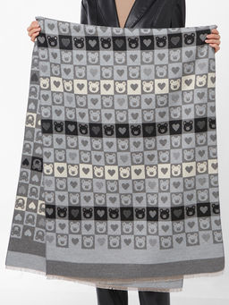 в составе ШЕРСТЬ и КАШЕМИР  Большой, мягкий, теплый двусторонний палантин с принтом. - Tantino фото 2