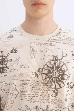 Футболка Comfort Fit с круглым вырезом и короткими рукавами с рисунком - Defacto фото 5