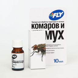 Цена за 2 шт. Средство для обработки территории от личинок комаров и мух "Fly", флакон, 10 мл