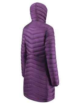 Куртка женская удлинённая стёганая с капюшоном и графеновой подкладкой темно-фиолетового цвета 9628_1TF