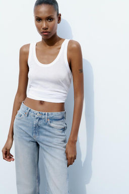 TRF WIDE-LEG MID-RISE FULL LENGTH JEANS - Zara фото 9