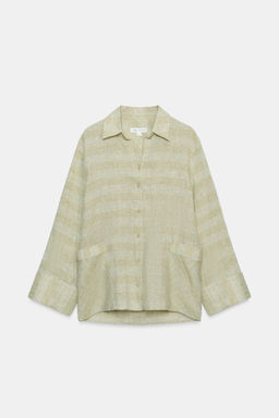 CAMISA LINO CUADROS ZW COLLECTION / Verde - Zara фото 4
