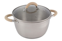 Кастрюля Fortuna 4.5л.,из нерж.стали , с. кр,мат-ый корпу, силиконовые ручки, арт. 007220