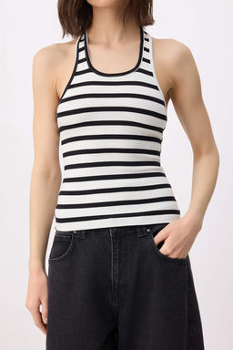 Siyah 2li Nak__l_ Asimetrik Yaka Uzun Kol Crop _rme T-Shirt TWOSS26TS00226 - Trendyolmilla фото 4