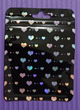 Цена за 100 шт. Пакет подарочный 10,5х15 см сердце черный / ZIP-01 /уп 100/5000/ zip-lock застежка