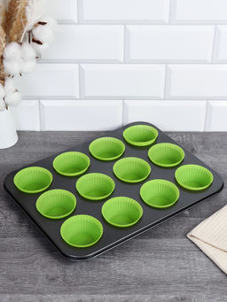 Набор для выпечки кексов и капкейков 12 ячеек 36х26 + Форма силиконовая для кексов 12 штук / RSD-50/GF-743 Зеленый - Галеонтрейд фото 4