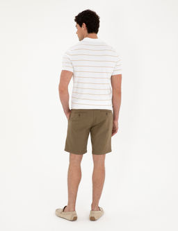 Haki Slim Fit Keten Kar___ml_ Dokuma _ort