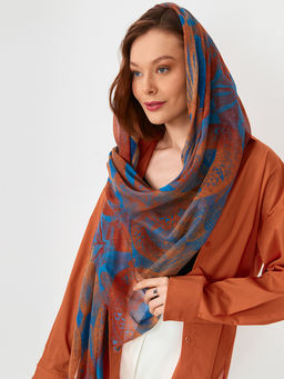 Большой, мягкий, тонкий и очень нежный двусторонний палантин с рисунком в стиле арт-деко - Tantino фото 9