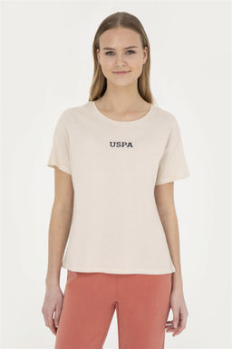 Женская кремовая футболка с круглым вырезом - U.s. polo assn фото 3