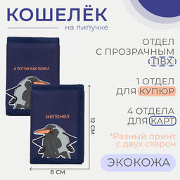 Кошелёк на липучке, синий
