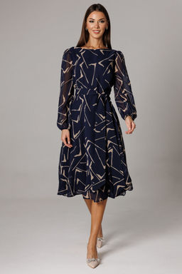 Платье Lars Style 1161 сине-бежевый принт