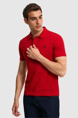Erkek Slim Fit Fit Polo Yaka K_rm_z_ Basic Ti__rt