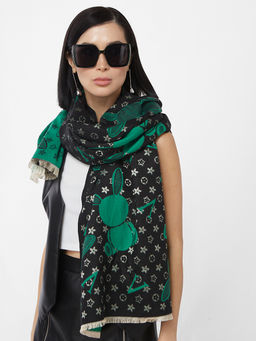 в составе ШЕРСТЬ и КАШЕМИР  Большой, мягкий, теплый двусторонний палантин с принтом. - Tantino фото 7