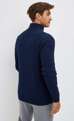 Джемпер мужской с воротником на молнии P221-15-235 тёмно-синий - Primm фото 8