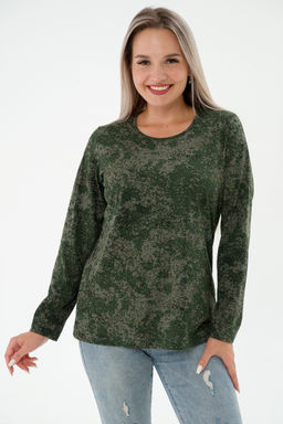 Футболка женская длинный рукав из кулирки цифра зеленый - Амадэль фото 9