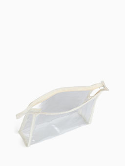 Набор простых косметичек 2 в 1 на молниях, с надписями, белый