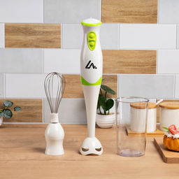 Блендер Luazon LBR-26, погружной, 300 Вт, 0.6 л, 2 скорости, бело-зелёный