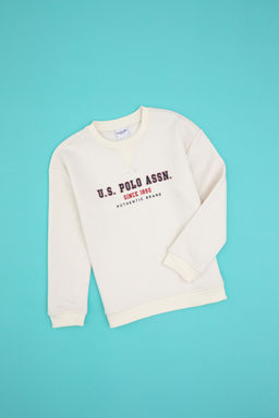 Erkek _ocuk Beyaz Bisiklet Yaka Sweatshirt - U.s. polo assn фото 5
