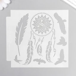 Цена за 3 шт. Трафарет пластик "Ловец снов" 13х13 см