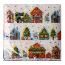 Салфетки бумажные С Новым годом: домики, однослойные, 24?24 см, 20 шт. - Страна карнавалия фото 2