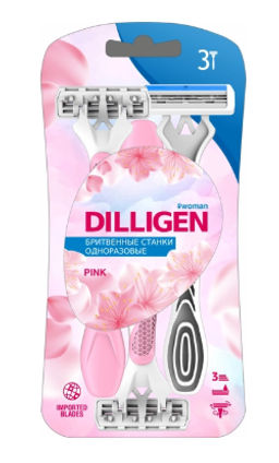 DILLIGEN д/бритья 3 станки одноразовые женские в блистере Pink (3шт)