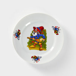 Тарелка детская Добрушский завод «Лесовичок», d=17 см, фарфор, белая, рисунок МИКС
