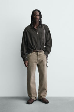 CAMISA CUADROS ALGOD?N - LINO / Marr?n oscuro