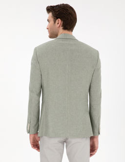 A__k Ye_il Ex. Slim Fit Keten Kar___ml_ Ceket