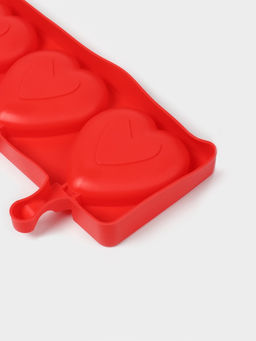 Форма для мороженого Сердца, силикон, 37?15?2.5 см, 4 ячейки (9.2?8.4 см), МИКС