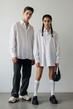 TRENDYOL MAN Beyaz Unisex Oversize Fit Lastik Detayl? Gomlek TMNSS25GO00045 - Trendyolmilla фото 7