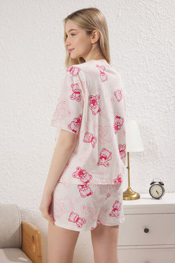 Trendyolmilla Pembe %100 Pamuklu Ay?c?kl? Sortlu Orme Pijama Tak?m? THMSS25PT00367  фото 9