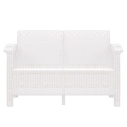 Диван «Ротанг» двухместный, 127×70×79 см, белый, с подстаканниками