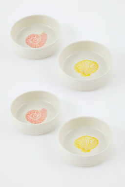 4lu Seramik Marine Bask?l? Kase Cerezlik/Sunumluk Tabak Seti TPHSS25TBK00028