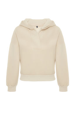Tas Kal?n Ici Polarl? Kapusonlu Rahat Kesim Crop Orme Sweatshirt TWOAW24SW00065 - Trendyolmilla фото 6