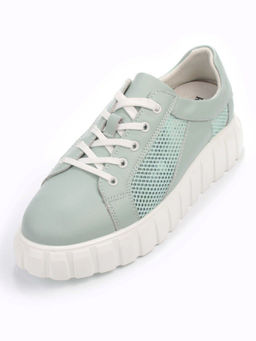03-PDA93-3 GREEN Полуботинки спортивные женские (натуральная кожа, сетка) - No name фото 4