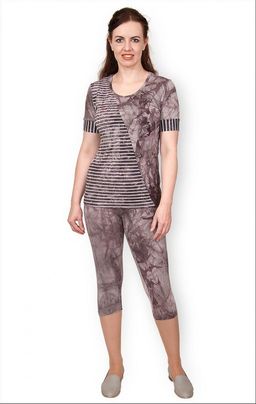 Костюм с бриджами, вискоза - батик, сепия (368-1)
