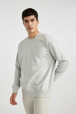 Базовый свитшот Oversize с круглым вырезом - Defacto фото 3