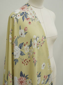 Штапель Цветочная элегия цв.соломенно-желтый, СОРТ2, ш.1.45м, вискоза-100%, 100гр/м.кв - Купава фото 2